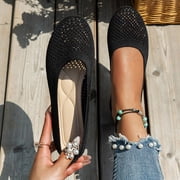 Womens Ballerina Slip On Shoes, Non Slip Knitted Trainers, Comfortable Breathable Summer Sporty Flat Shoes, Loafers, Work Shoes