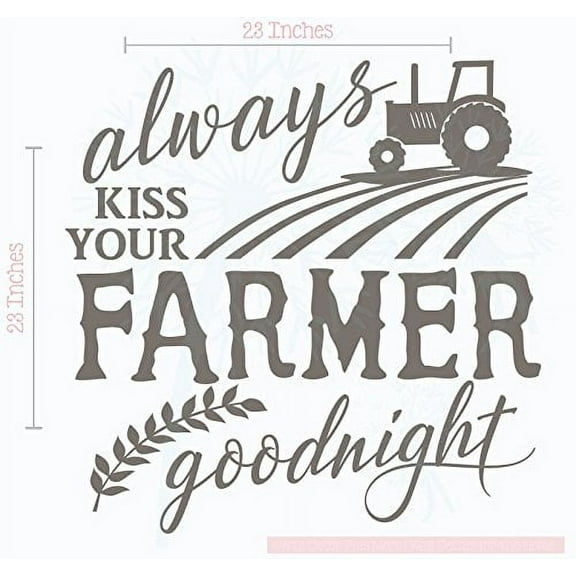 Always Kiss Your Farmer Goodnight Vinyl Decals Lettering Master Bedroom Quote Wall Décor Sticker, 23 x 23 , Castle Gray