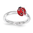 thumbnail image 1 of Sterling Silver Stackable Expressions Red & Black Enamel Ring Size 9, 1 of 3