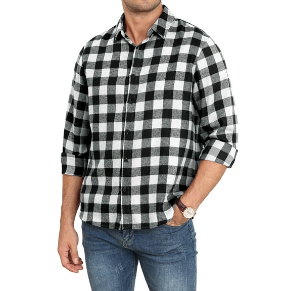 Iceglad Mens Flannel Plaid Shirts Long Sleeve Button Down Shirt Casual Shirts Work Shirts for Men