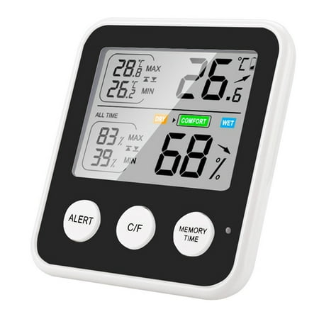 

Vervmczn Electronic Digital Temperature Humidity Meter Hygrometer Clock Black