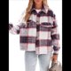 thumbnail image 1 of Chaqueta Informal con Botones para Mujer, Abrigo Corto de Lana Gruesa de Mohair A Cuadros, Parte Superior Color Naranja S, 1 of 8