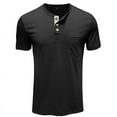 thumbnail image 2 of Summer Henley Shirts for Men Short Sleeve Buttons Round Neck T-Shirts Tops Casual Solid Color Comfy Pullover with Pockets, 2 of 6