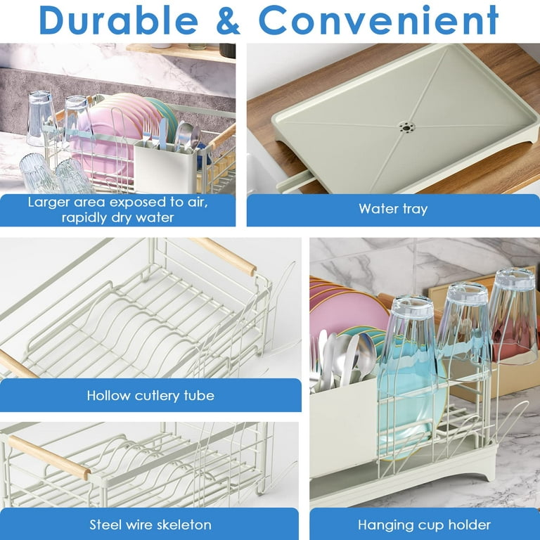 CozyBlock Aluminum Dish Drying rack with Utensil & Drinkware Holder– Rust  Proof Kitchen Countertop Dish Rack