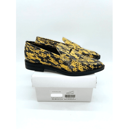 Rebecca Minkoff WMN Pacey Snake-Embossed Leather Loafers- Tumeric, US 8M