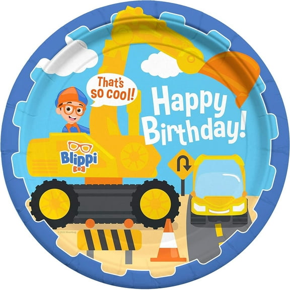 Blippi Plates 9in Vehicle 8 Count - Blippi Party Supplies