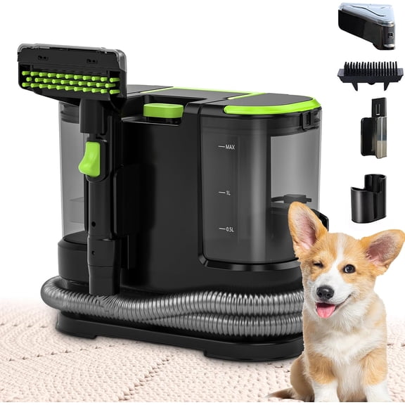 Portable Carpet and Upholstery Cleaner with 21 Kpa Suction and 800W Motor, Green