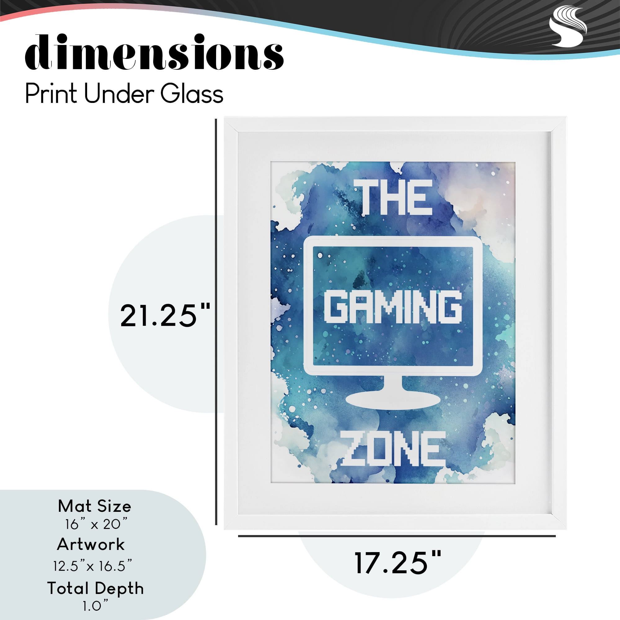 Gaming Zone Moniter White Framed Print Under Glass, design by Marcus Prime