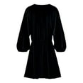 thumbnail image 6 of Women’s Plus Size V Neck Velvet Dress Long Sleeve Wrap Empire Waist Midi Dress for Wedding Guest, 6 of 7