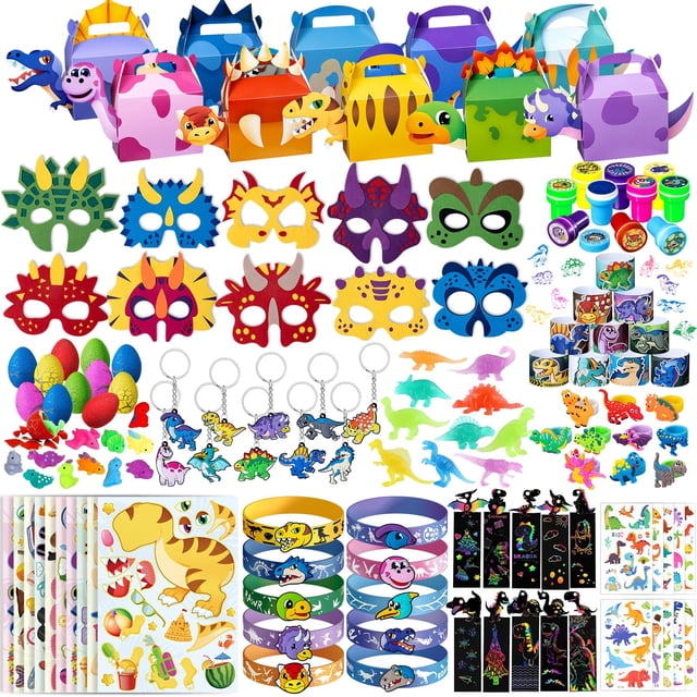 Set de regalos de fiesta para niños con forma de dinosaurio DMIGHT, cumpleaños, con caja