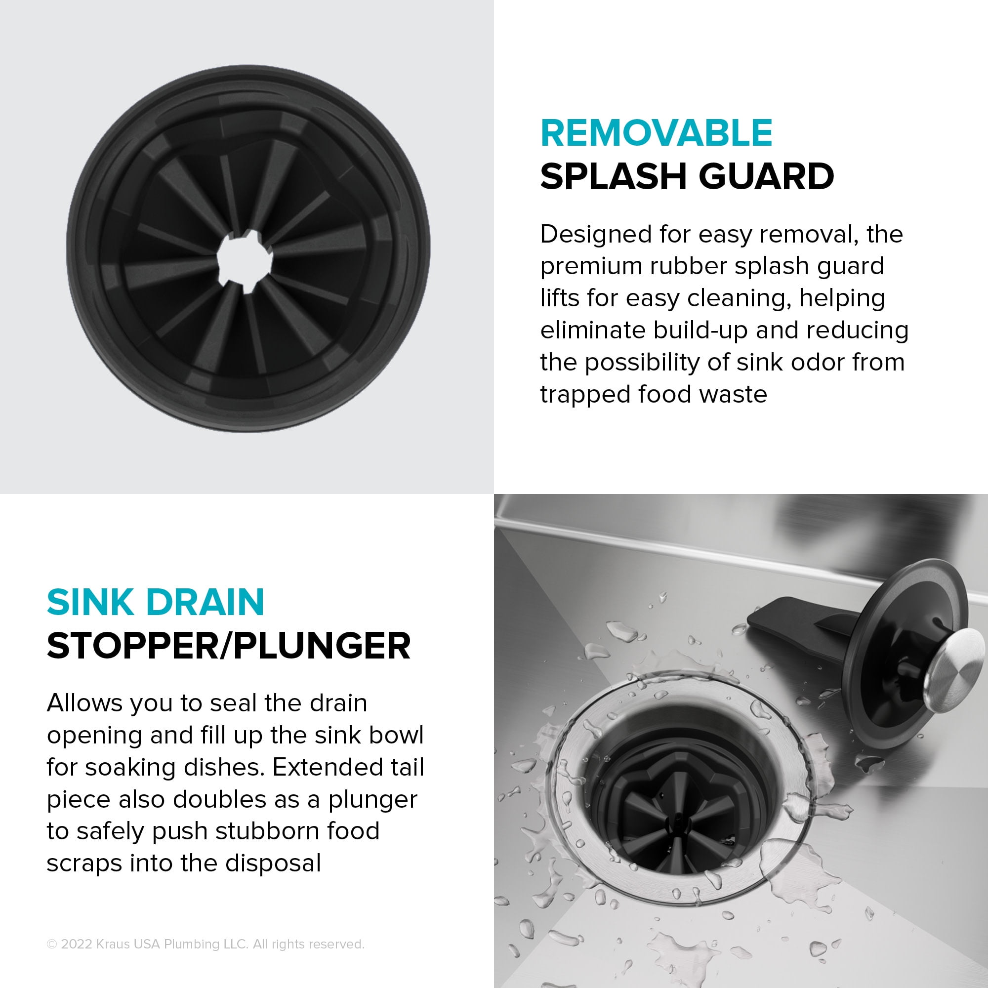 Kraus KWD210-75MGR 3/4 Hp Continuous Feed Garbage Disposal - Grey