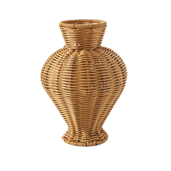 Better Homes & Gardens Woven Faux Rattan Indoor Vase, 10", Light Brown