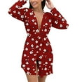 thumbnail image 6 of THDHVS Robes for Women,Womens Pajamas,Women Plus Size Milk Silk Print Robe with Tie Waist for Home Wear and Outdoor Loungewear Comfortable Morning Gown with Pajama Set Red L, 6 of 7