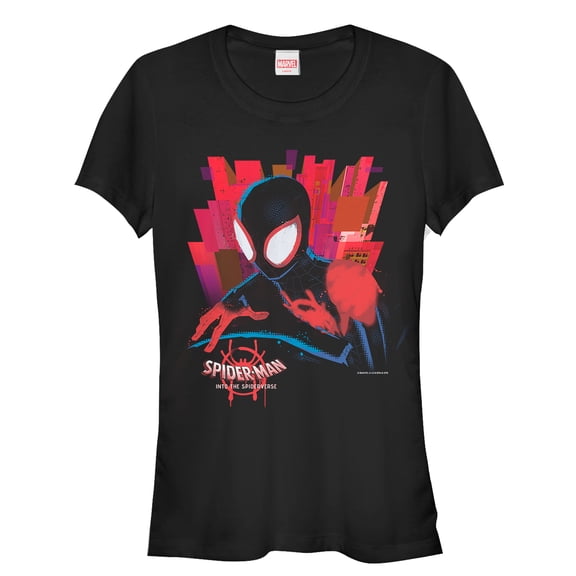 Junior's Marvel Spider-Man: Into the Spider-Verse City Graphic Tee Black Small