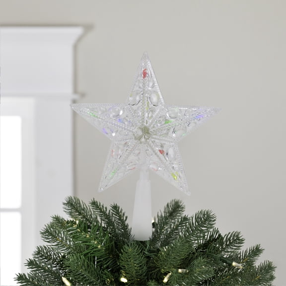 Northlight 7.5" Pre-Lit Clear Jeweled Star Battery Operated Christmas Tree Topper - Multicolor