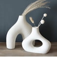 thumbnail image 6 of Donut Vase, Set of 2 - Minimalist Nordic, White Ceramic Hollow Donut Vase Decoration | Table Centerpiece, Olive Plant, Wedding, Living Room, Bookshelf, Office, Modern Home, Entryway, Console, 6 of 8