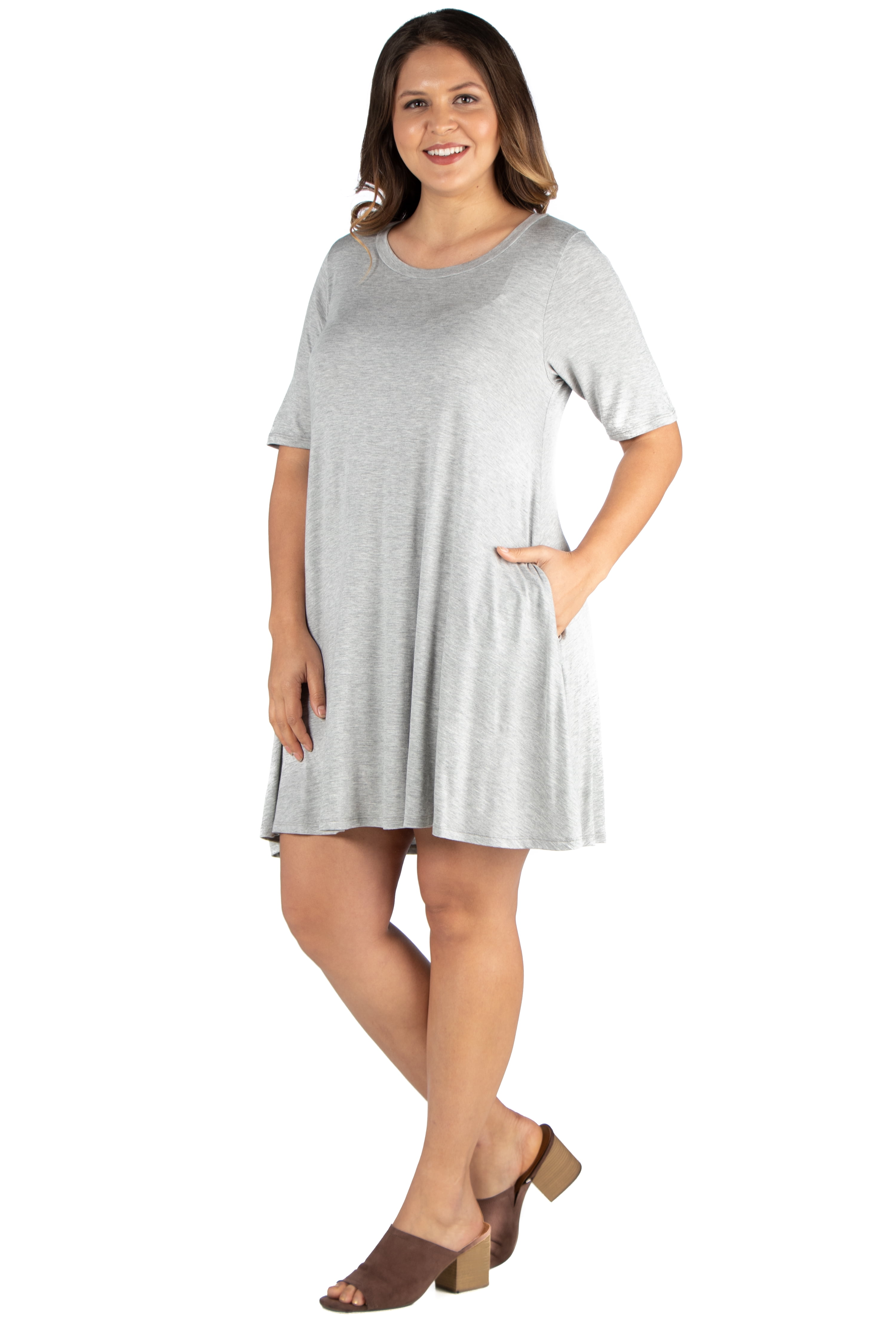 Women’s Plus Size Knee Length Pocket T Shirt Dress