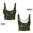 thumbnail image 5 of Xecao Carnival Mardi Gras3 for Sports Bra with Removable Pads, Crop Tank Top Design, Women's Longline Sports Bra - Non-Wired - Small, 5 of 9
