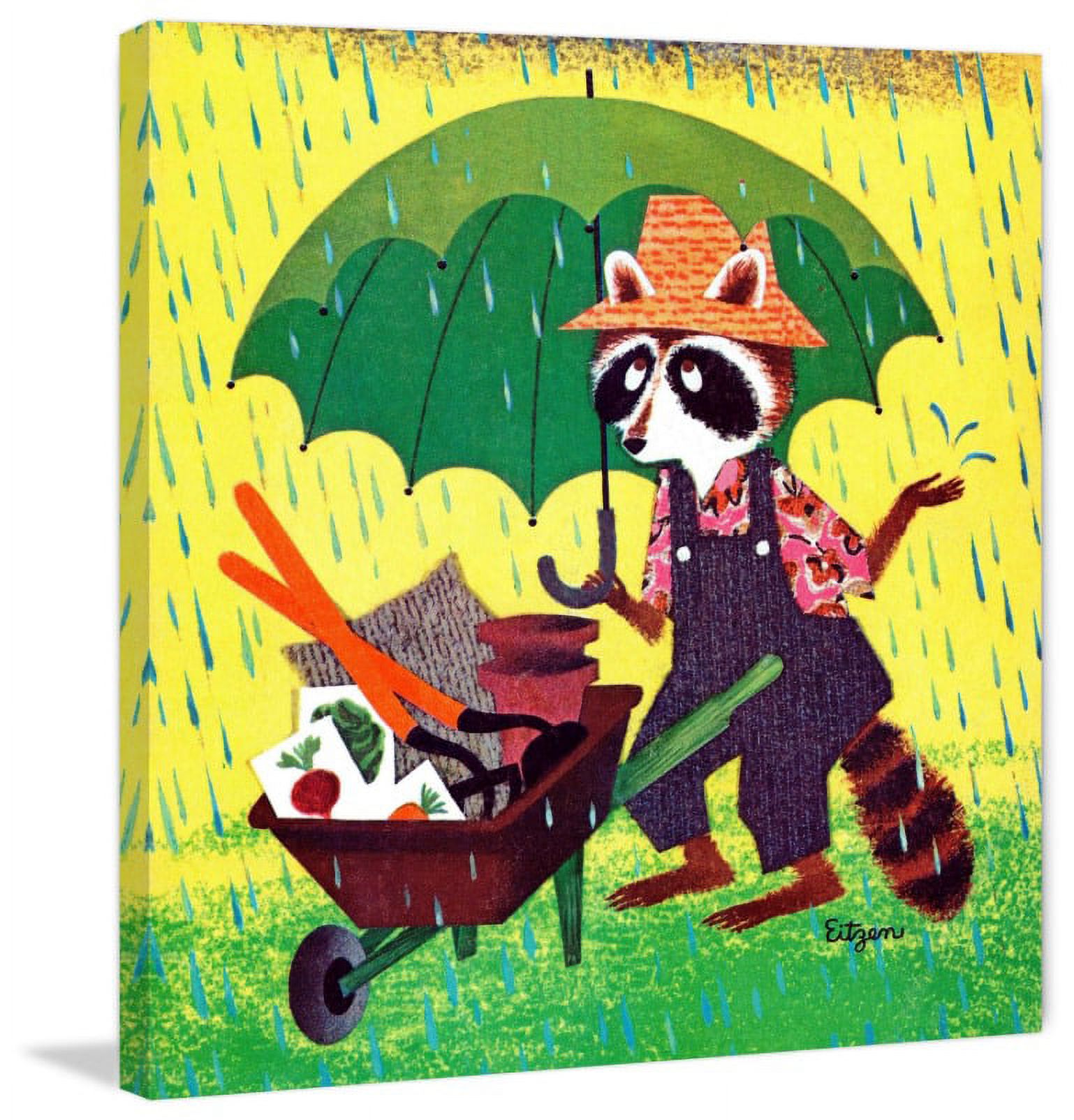 Marmont Hill "Raccoon with Umbrella" by Curtis Painting Print on Canvas