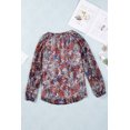 thumbnail image 2 of ABPHQTO Top de manga larga abullonada con cuello en V y estampado floral rojo para mujer, 2 of 5