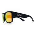 thumbnail image 6 of Mens Kush Graffiti Logo Thick Arm Rectangle Horn Rim Plastic Sunglasses Black Silver - Orange Mirror, 6 of 8