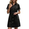 thumbnail image 3 of Sentmoon Robe en Denim pour Femmes avec Poches Manches Courtes Col à Revers Robes Maxi pour Femmes 2026 Été Couleur Unie Coupe Régulière Boutonnée avec Fermeture Éclair Robes de Mariage et de Travail pour Femmes, 3 of 6