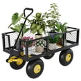 thumbnail image 3 of 900 Lbs Steel Garden Cart, Heavy Duty Garden Wagon Cart Pullable on Wheels, Metal Yard Utility Wagon Carts with 10" All Terrain Tires, Mesh Removable Sides and 180°Rotating Handle, 3 of 10