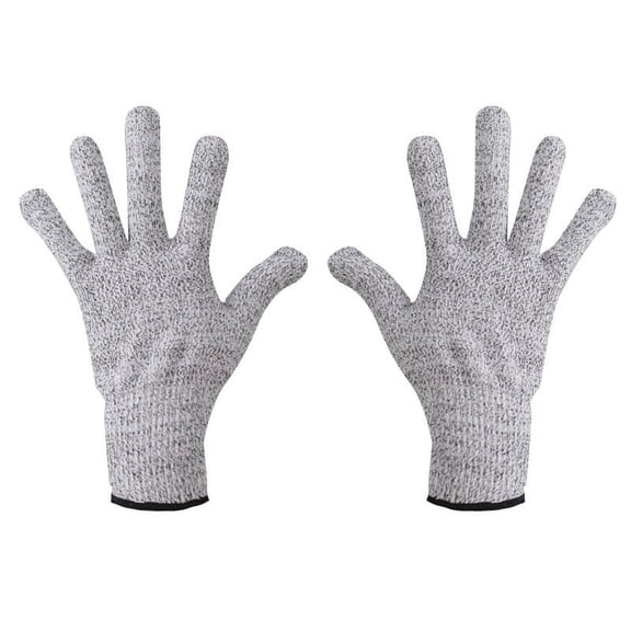 Level 5 Cut Resistant Gloves HPPE Five Finger Safety Work Gloves for Glass Handling Gray 2 pair