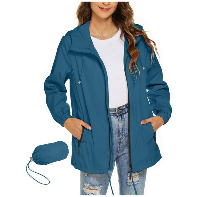 Cinvoph Vestes à Capuche pour Femmes, Imperméable Légère, Coupe-Vent, avec Poches
