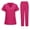 Hot Pink, variant on Womens Scrubs Plus Size Nursing Uniforms Petite V Neck Yoga Scrub Pants and Tops Scrubs Medical Scrubs Tall Scrubs Hot Pink L