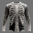thumbnail image 2 of Men Full Skeleton Bone Print Crew Neck Long Sleeve T-Shirt, Loose Fit Gothic Halloween Graphic Casual Streetwear Tee Top(Dark Gray,XXXXL), 2 of 4