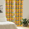 thumbnail image 2 of Ambesonne Animal Cartoon Curtains, Funky Floral, Pair of 28"x63", Multicolor, 2 of 5