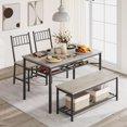 thumbnail image 2 of Ourlova Dining Table Set for 4 Kitchen Table and 2 Chairs with Storage Bench 47.2 inch Rectangular Kitchen Table Set with Wine Rack Dining Room Table Set for Small Space Apartment Rustic Gray, 2 of 8