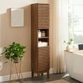 thumbnail image 2 of Render Tall Narrow Bathroom Storage Cabinet in Walnut, 2 of 10