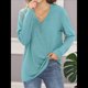 thumbnail image 5 of Blusas Tipo Túnica de Larga para Mujer, con Cuello en V, Botones y Ribete Suave, Informales y Holgadas Lago Azul M, 5 of 7