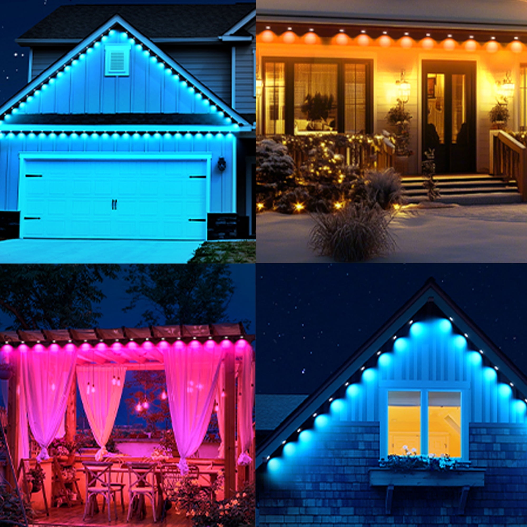 DAYBETTER 400ft Permanent Outdoor Lights, RGB Eaves String Lights with 200 LEDS, Remote/APP Control Christmas Lights, IP65 Waterproof for Garden Halloween Party Decorations(100ft*4)