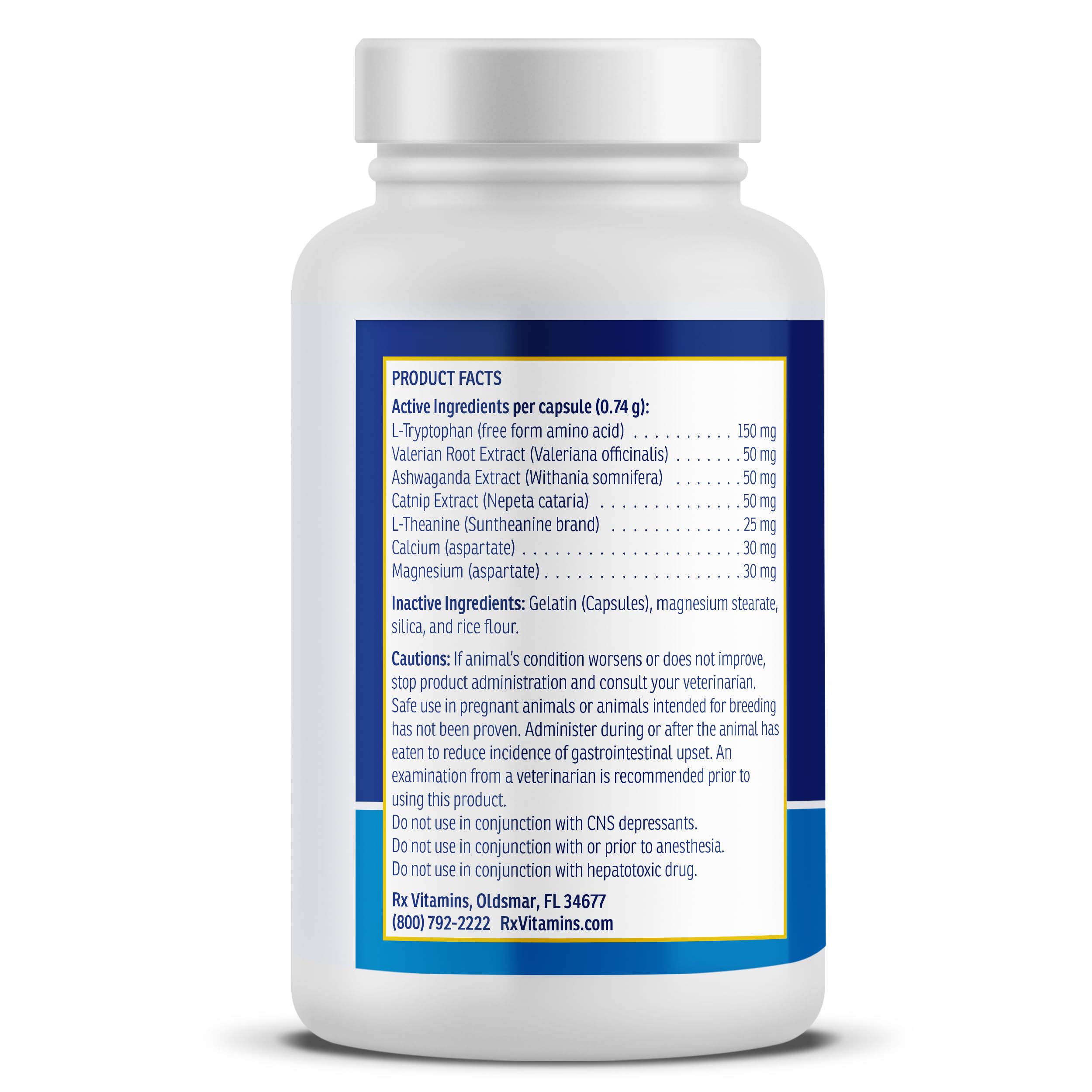 Rx Vitamins NutriCalm - Calming Care for Dogs with Valerian Root, Tryptophan, & Ashwagandha - Aids in Separation Anxiety Relief for Dogs and Stress Relief - Dog Road Trip Essentials & Relaxant - 50ct