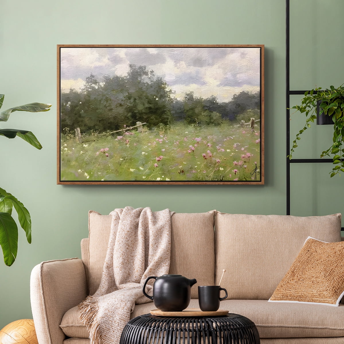 Vintage Landscape-CCLXIV By Wexford Home Framed in Walnut Wood Gallery Wrapped Canvas 27 in. x 41 in.