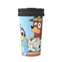 Saiise Bluey Print Travel Coffee Mug 16oz,Insulated Coffee Mug to Go,Reusable Coffee Travel Mug with Seal Lid,Vacuum Stainless Steel Coffee Cups for Hot/Ice Coffee Tea
