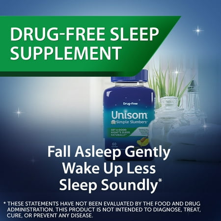Unisom Simple Slumbers Golden Gummies with 5mg Melatonin, Honey Lemon, 60 ct.