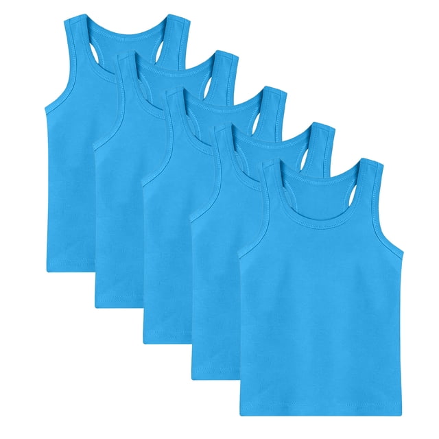 fatyb Lot de 5 Débardeurs en Coton pour Enfants Garçons Filles Sans Manches Chandails de Dessous Doux T-Shirts Décontractés à Col Rond