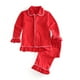 thumbnail image 2 of Ropa de dormir 100% algodón para niños y niñas, pijamas familiares de Color liso con volantes de Navidad, con botones, 2 of 4