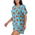 thumbnail image 2 of Bingfone Turtle Print Pajamas Sets for Women Soft Short-Sleeved Pjs with Lounge Shorts Two Piece Sleepwear, 2 of 8