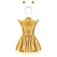 thumbnail image 3 of iiniim Girls Space Alien Dress Cap Sleeve Metallic Holographic A Line Tutu Dress Set Outer Space Outfits Gold 8, 3 of 7