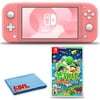 Nintendo Switch Lite (Coral) Bundle with 6Ave Cleaning Cloth and Yoshi's Crafted World
