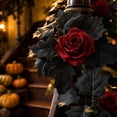 thumbnail image 3 of 69-Inch Black Leaf Red Rose Vine, PE Material, Gothic Dark Romance, Halloween Table Party Home Decor, 3 of 8