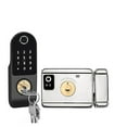 thumbnail image 1 of Door Lock, No Wiring Waterproof Tuya Smart Door Lock Double Sided Fingerprint Rim Lock Smart Card Digital Code Outdoor Electronic Lock ,Easy to Install, 1 of 7