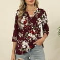 thumbnail image 2 of Ruimatai Women's Printed V-Neck 3/4 Sleeve T-Shirt Casual Comfortable Lightweight Fashion Tops for Spring Winter Daily Wear, 2 of 6