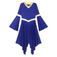 thumbnail image 5 of Haitryli Women Flared Sleeve Lyrical Liturgical Dance Dress Worship Costume Blue XXL, 5 of 7