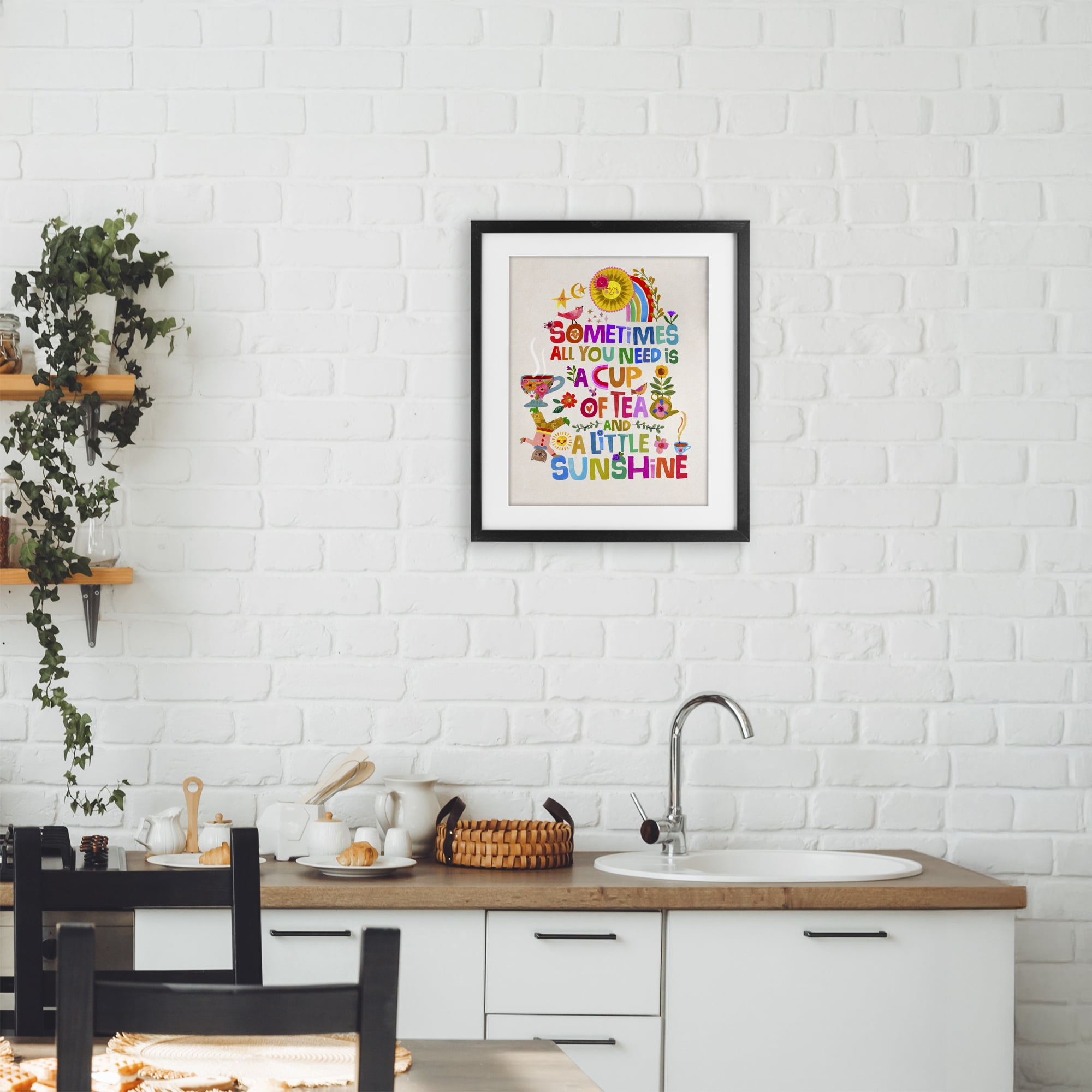 Stupell Industries Cup Of Tea & Sunshine Black Framed Print Under Glass, design by Katherine Herrell Studio